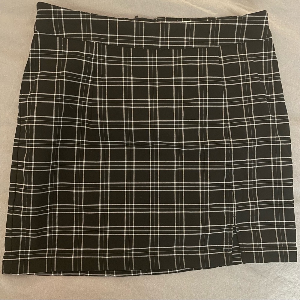 Garage Black and White Plaid Mini Skirt